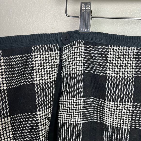 Madewell Size 4 Black and White Houndstooth Plaid Wool Blend Wrap‎ Mini Skirt - Picture 4 of 7